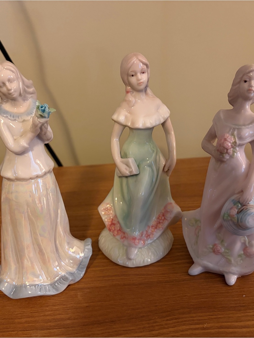 Porcelain Pastel Green Lady Figurine Decorative Home Art